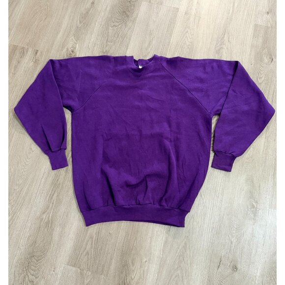 Fruit of the Loom Sweaters - Vintage 90s Fruit Of The Loom Purple Blank Sweatshirt Raglan XL USA Made